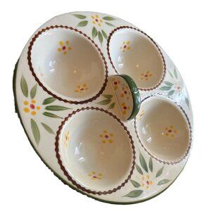 Temptations Green Old World Divided Condiment Nut Party Serving Dish
